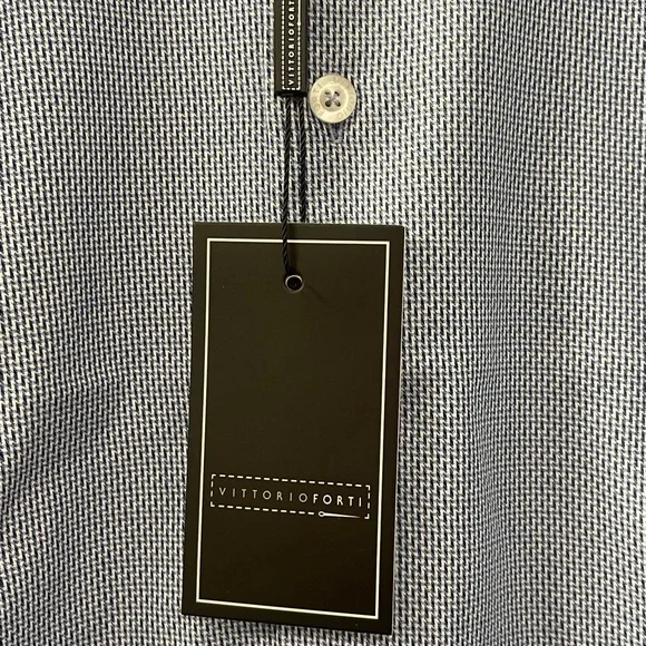 Vittorio Elegant Blue Dress Shirt Size 16 slim - Picture 3 of 5